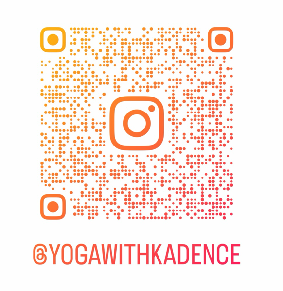 QR code linking to @yogawithkadence on Instagram